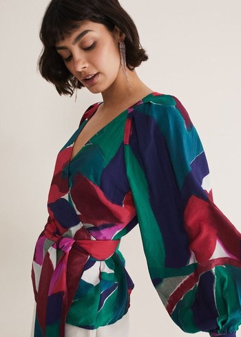 Phase Eight Shalni Abstract Floral Wrap Shirts Multicolor Australia | MR7418390